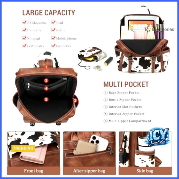 PU Leather Backpack Purse for Women Fashion Work Travel Handbag main image 5